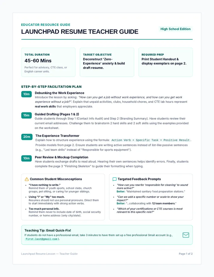 Launchpad Resume Teacher Guide