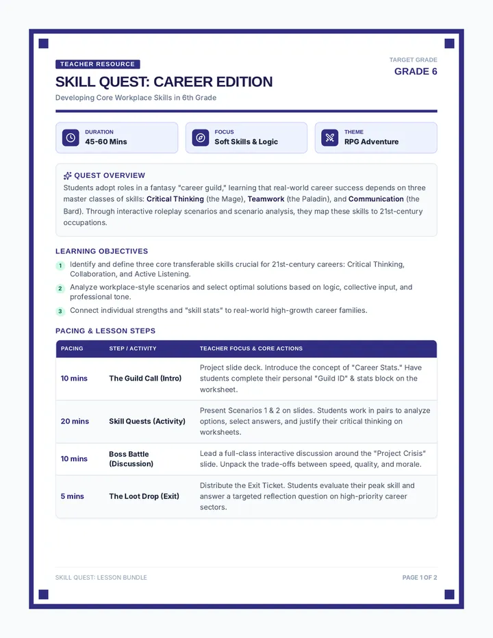 Skill Quest Teacher Guide