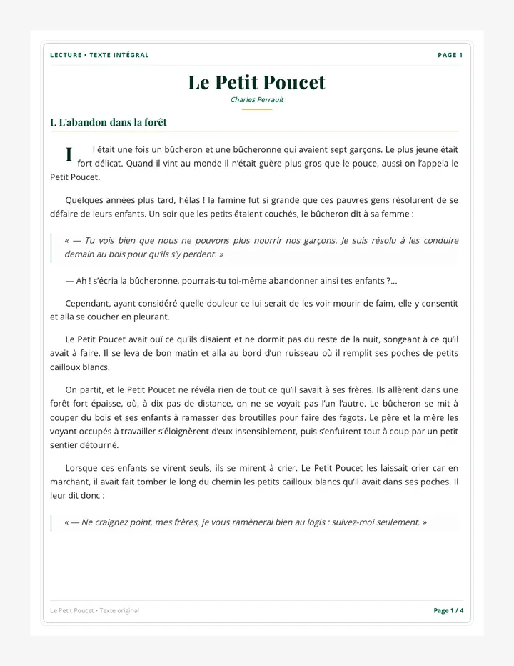 Petit Poucet Lecture Aeree