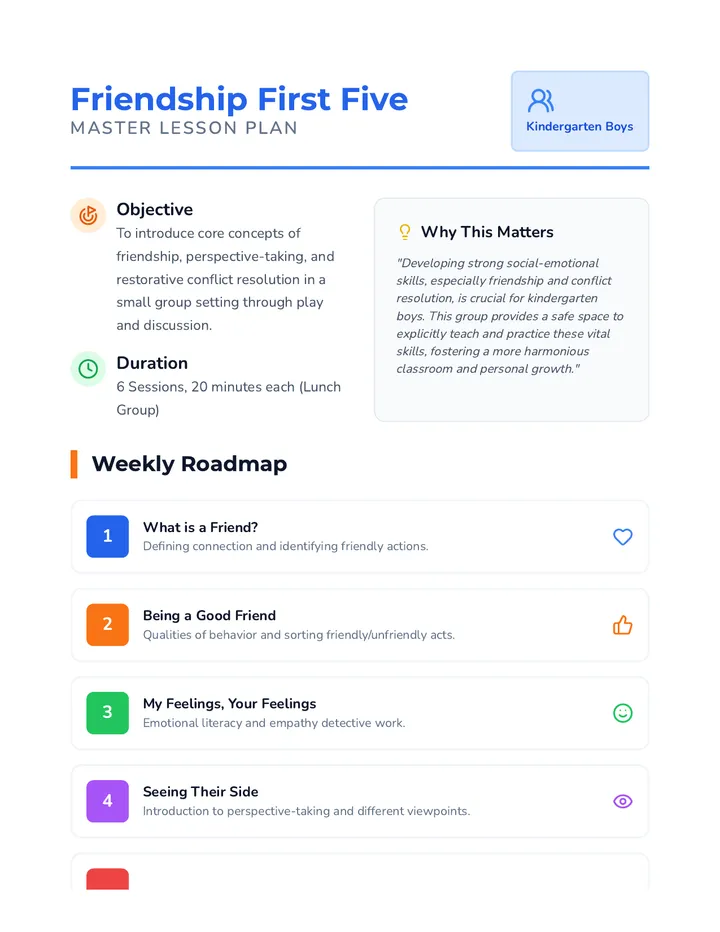 Friendship Master Lesson Plan