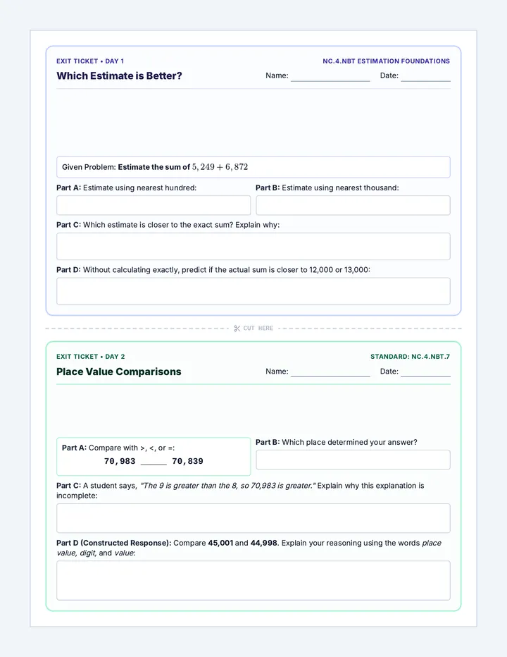 Daily Mastery Exit Tickets