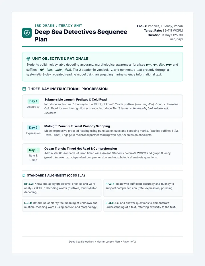 Deep Sea Lesson Plan