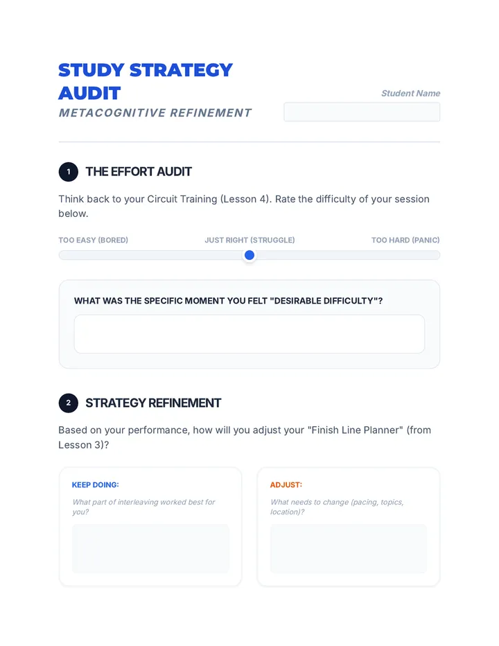 Study Strategy Audit Worksheet