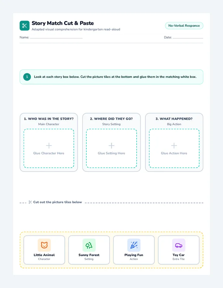 Story Picker Activity Worksheet