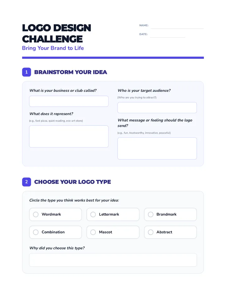 Logo Design Activity Sheet