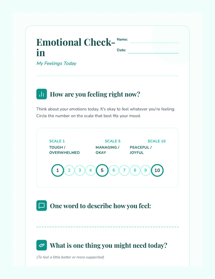 Emotional Check-in Worksheet