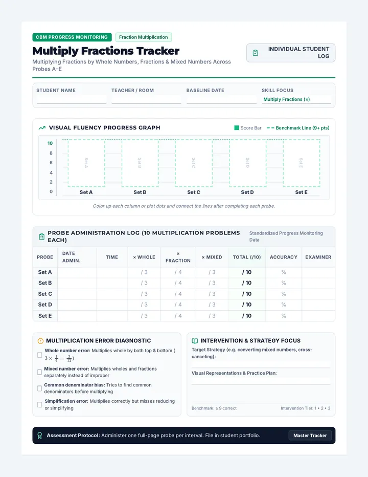 Multiply Fractions Tracker Document