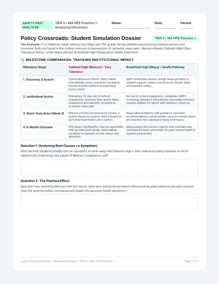 Tier Three Crossroads Worksheet
