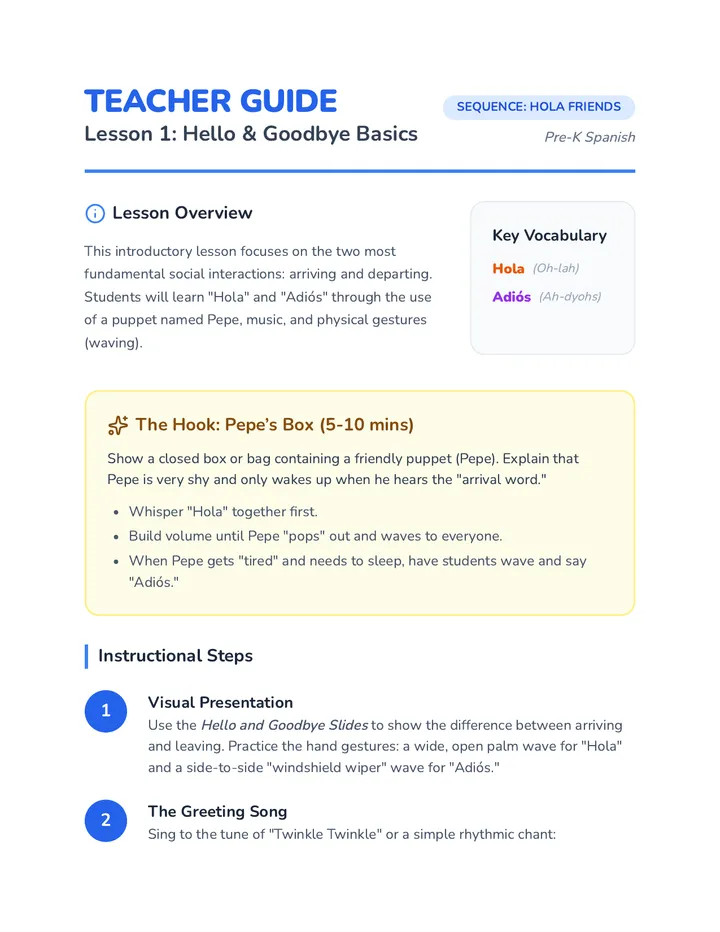 Hello and Goodbye Teacher Guide