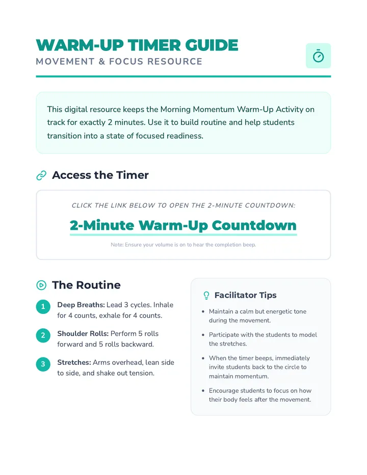 Warm Up Timer Guide