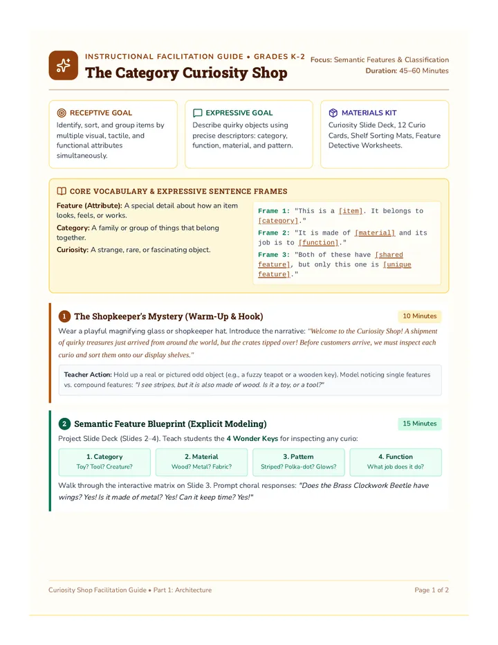 Curiosity Shop Lesson Plan