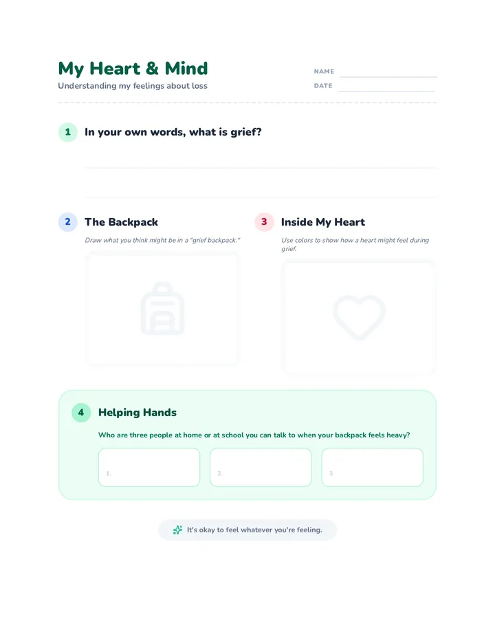 Heart and Mind Reflection Sheet
