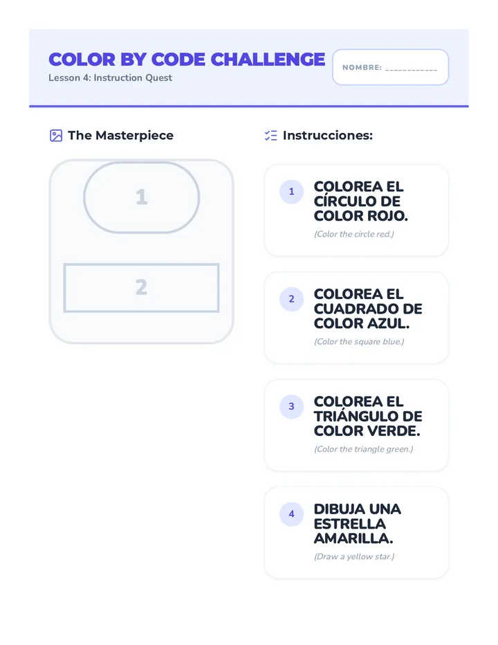 Color by Code Challenge Worksheet