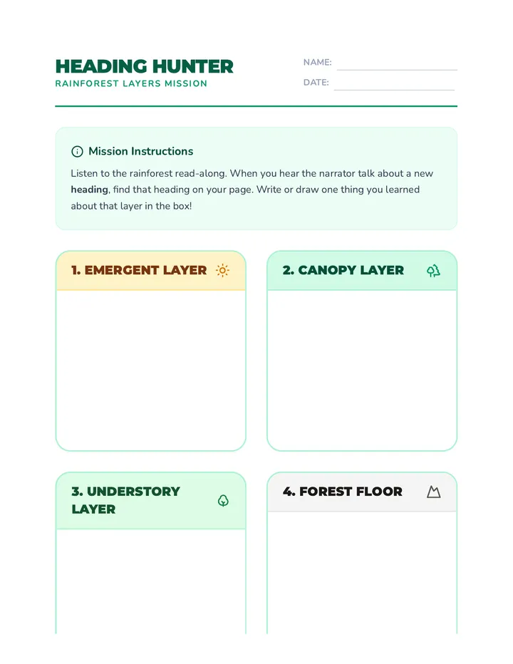 Heading Hunter Worksheet