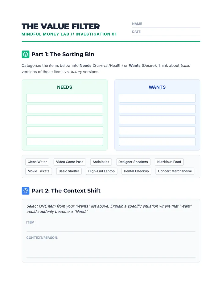 The Value Filter Worksheet