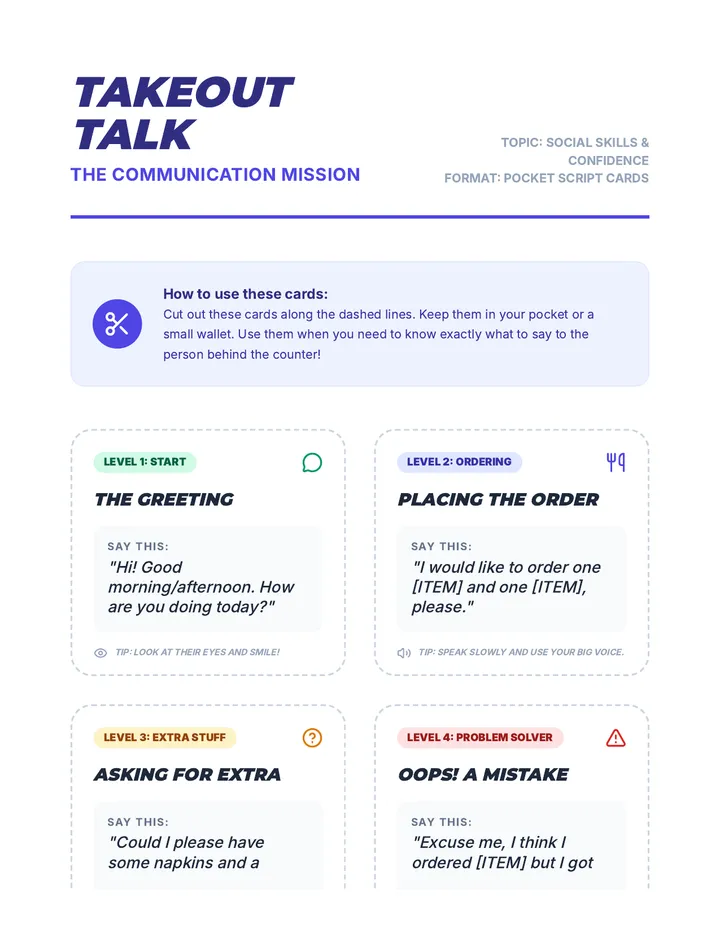 Takeout Talk Cards