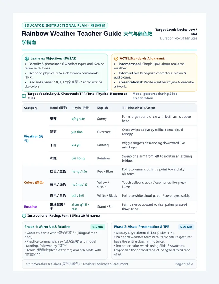 Weather Palette Teacher Guide