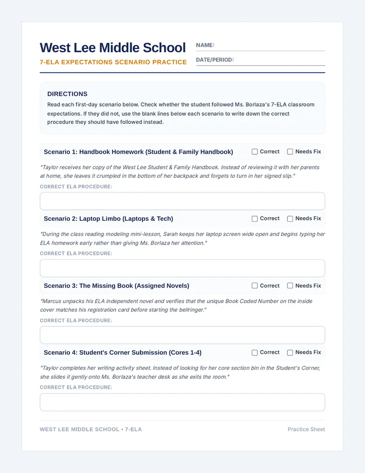 Expectations Scenario Worksheet