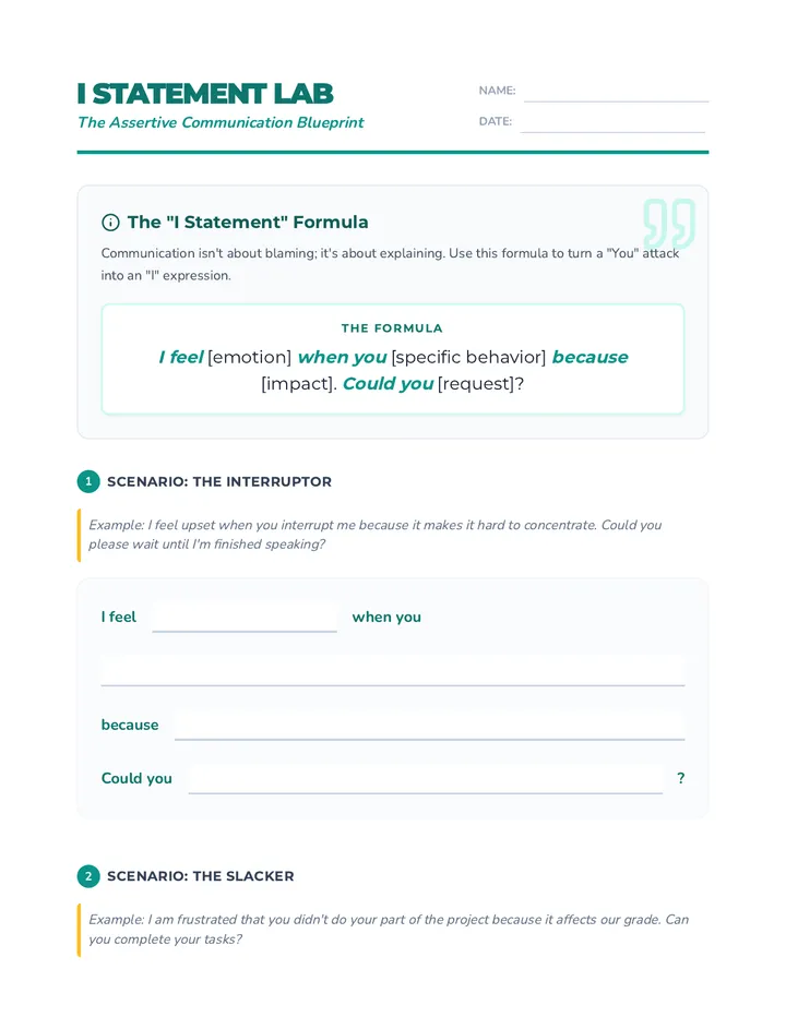 I Statement Lab Worksheet