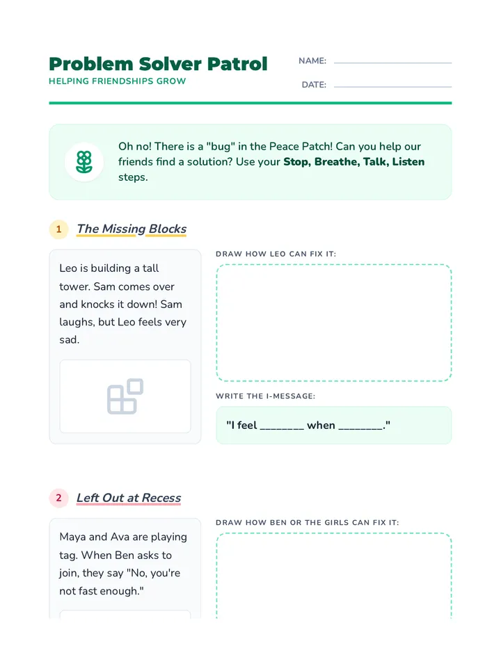 Problem Solver Patrol Worksheet