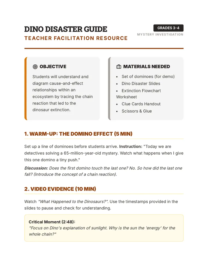Dino Disaster Teacher Guide