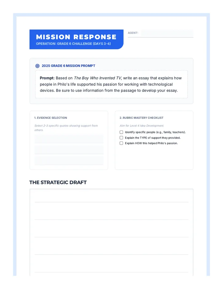Grade 6 Mission Worksheet