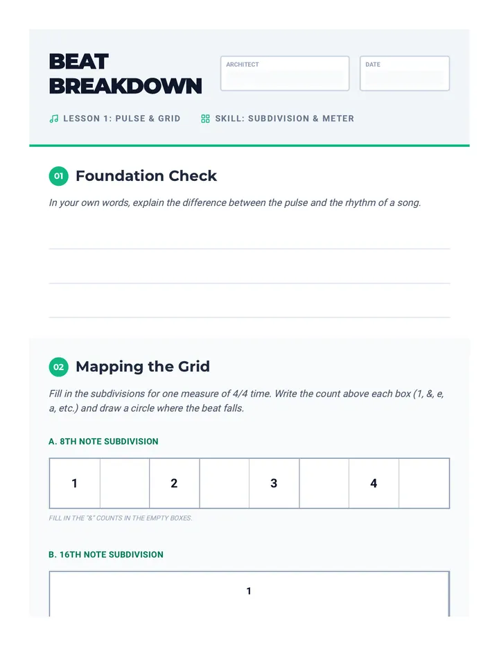 Beat Breakdown Worksheet