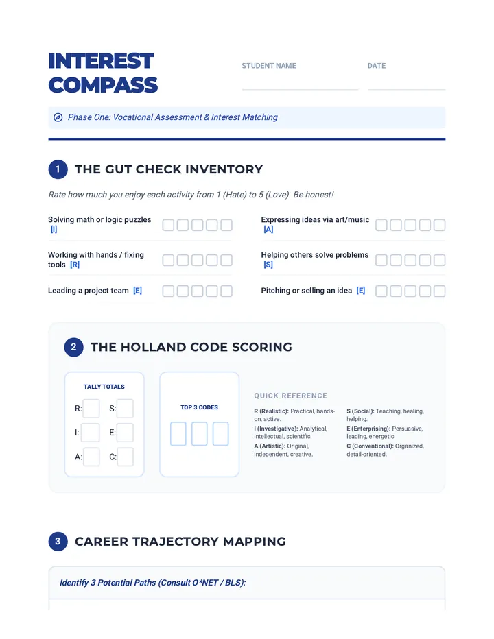 Interest Compass Worksheet