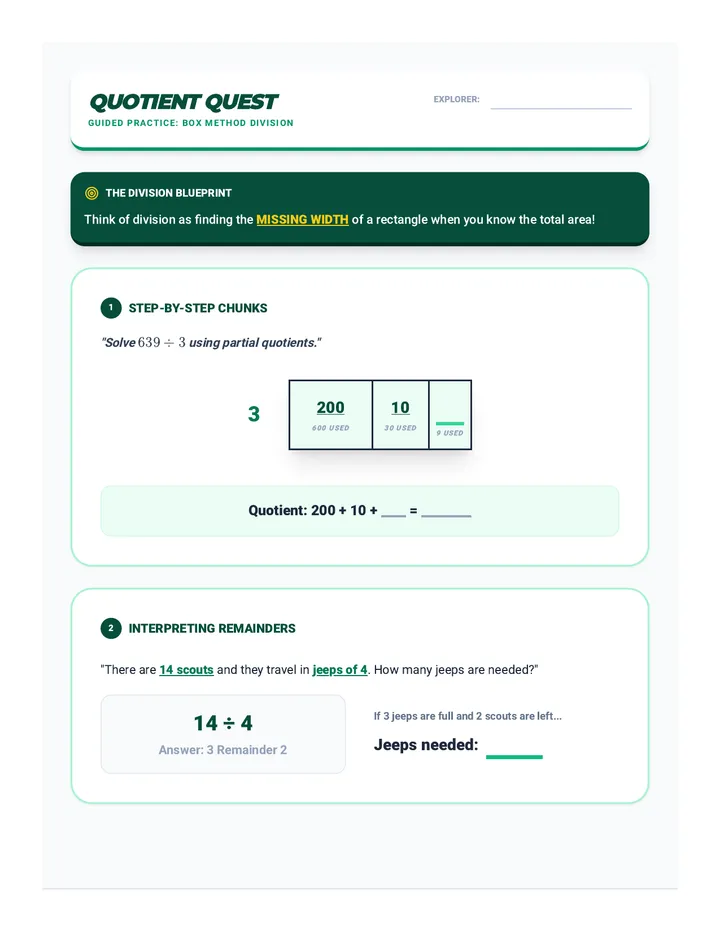 Quotient Quest Guided Practice
