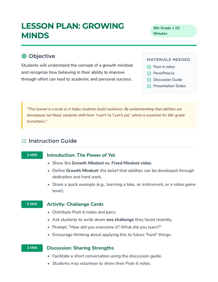 Growing Minds Lesson Plan
