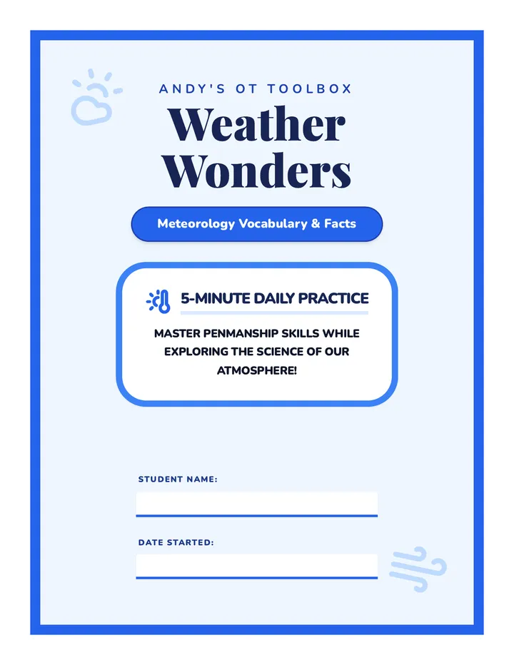 Weather Wonders 30 Day Handwriting Worksheet