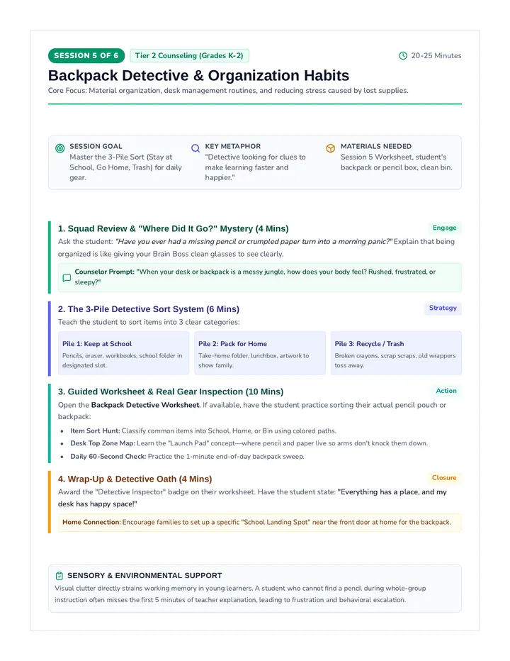 Backpack Detective Counselor Guide
