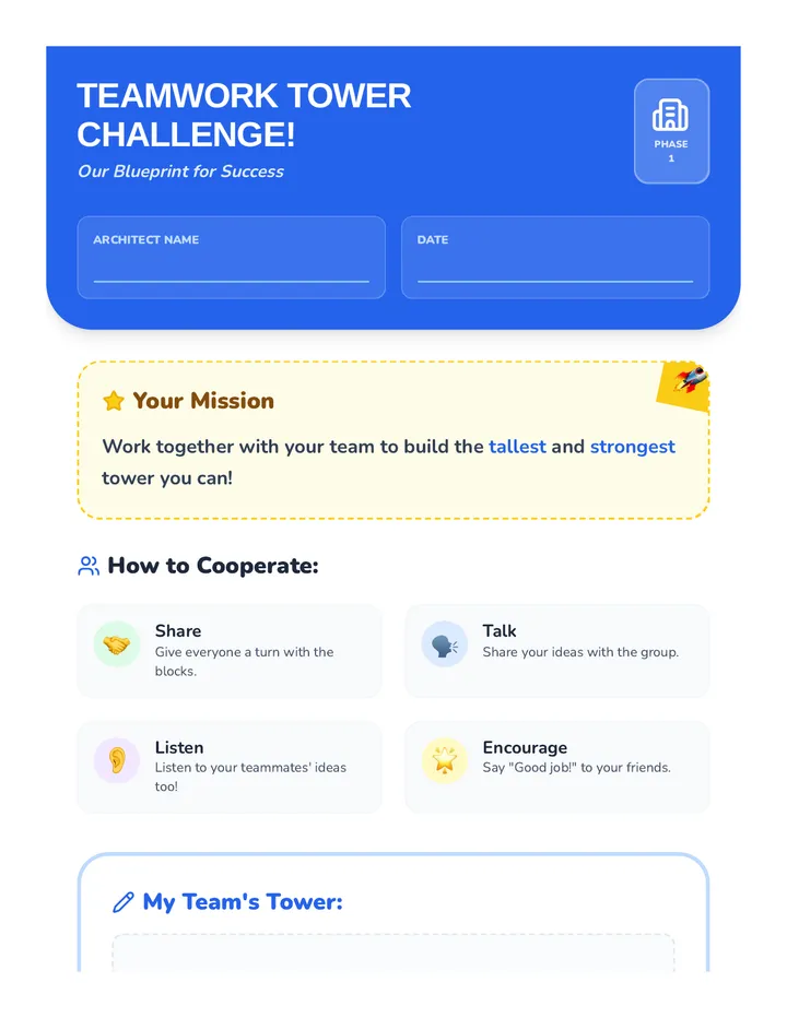 Teamwork Tower Activity Guide