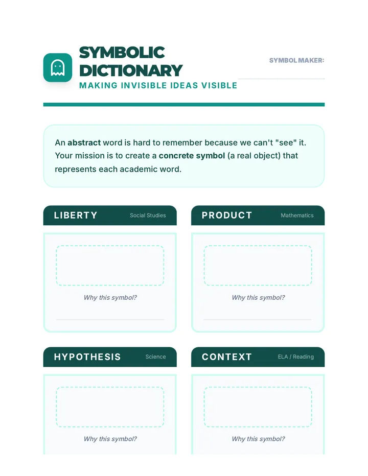 Symbolic Dictionary Worksheet