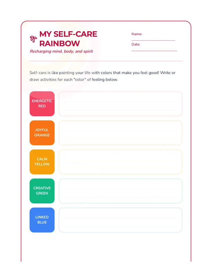 Self-Care Rainbow Activity