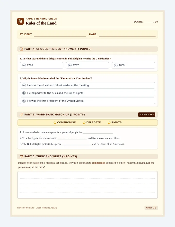 Rules of the Land Worksheet
