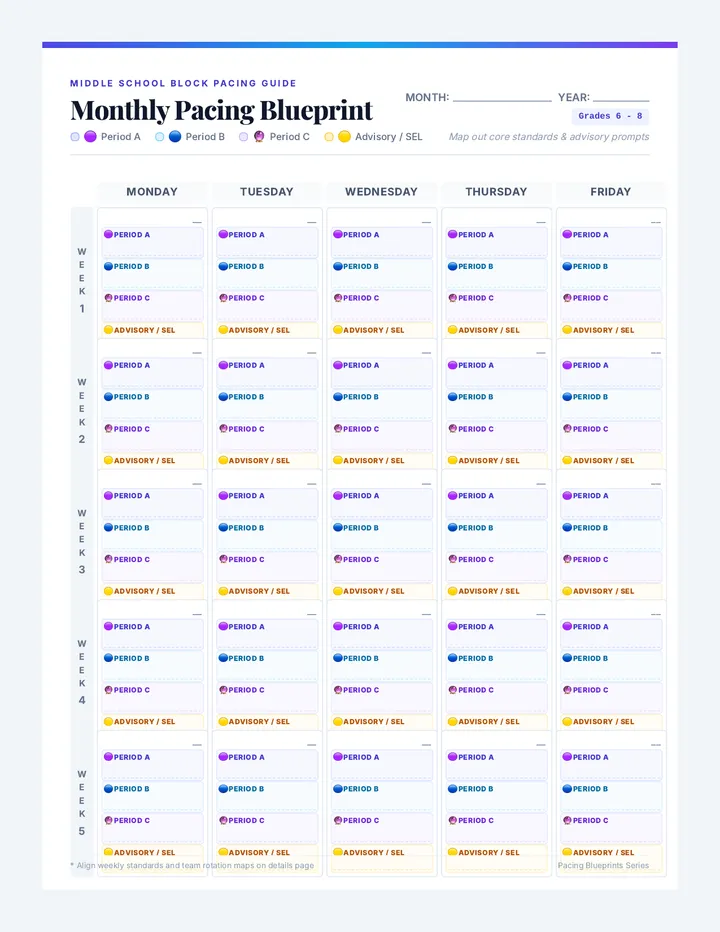 Middle School Grid Planner Document