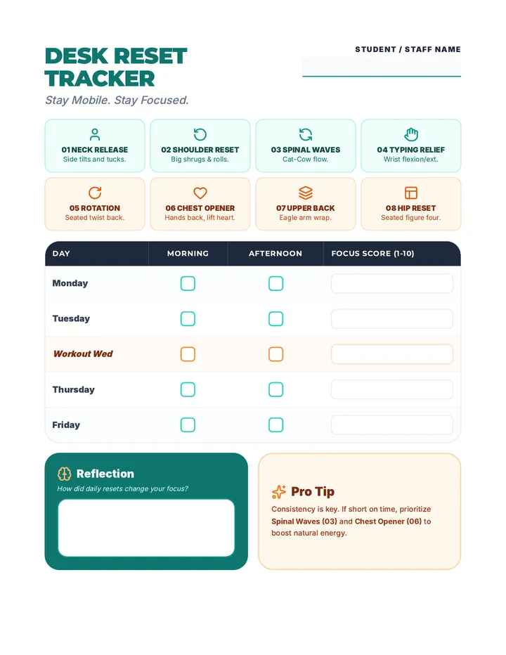 Desk Reset Daily Tracker