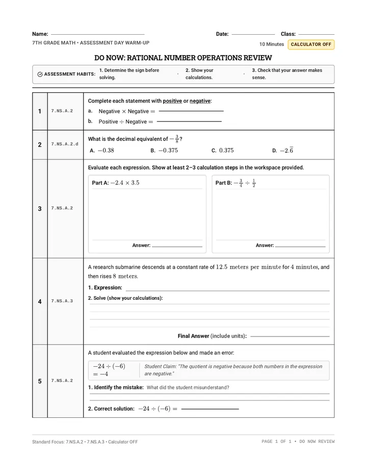 Rational Operations Review Worksheet