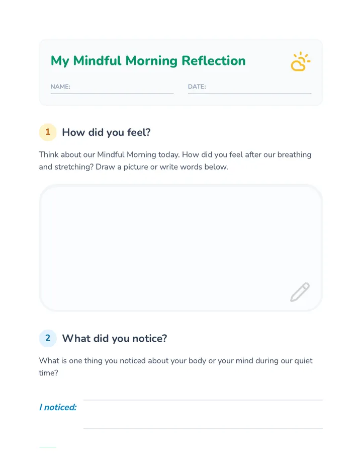 My Mindful Morning Worksheet