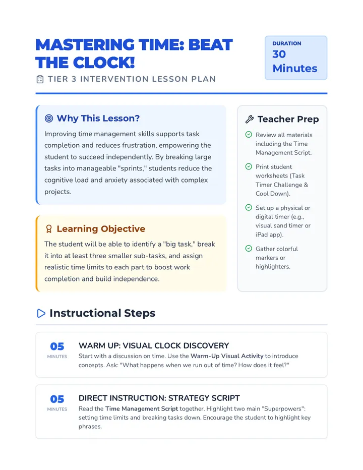 Mastering Time Lesson Plan