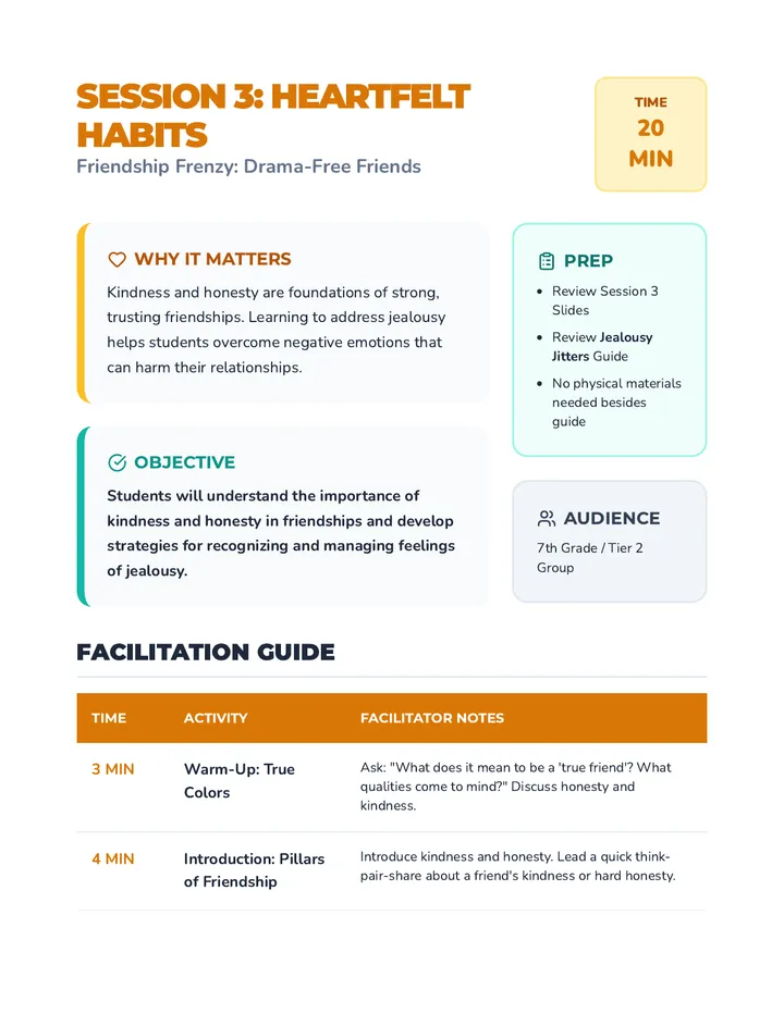 Heartfelt Habits Lesson Plan
