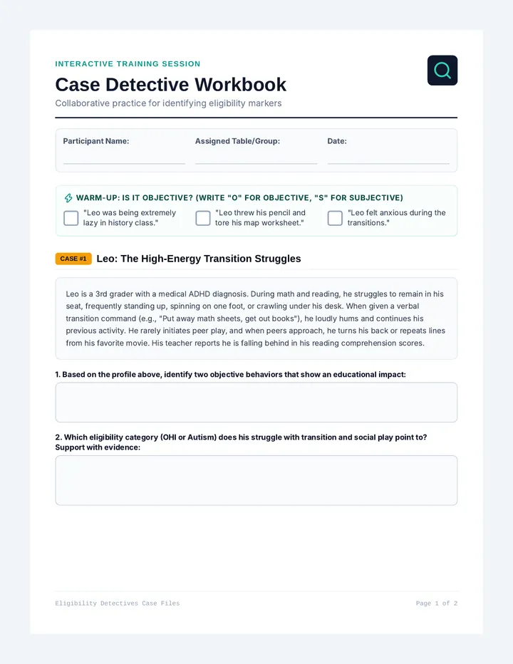 Case Detective Workbook