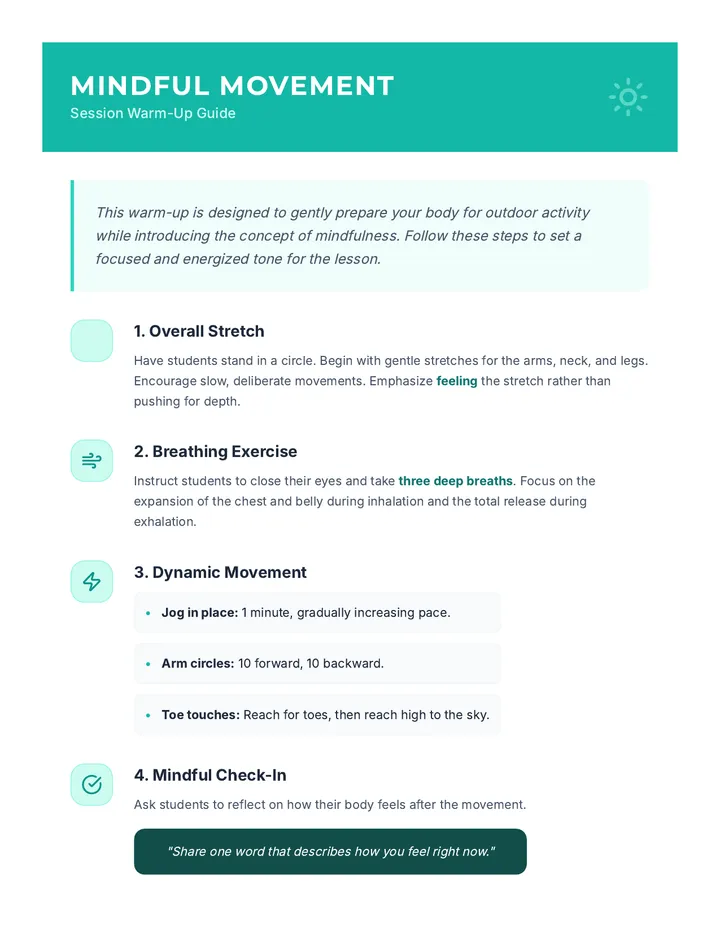Mindful Movement Warm-Up Guide
