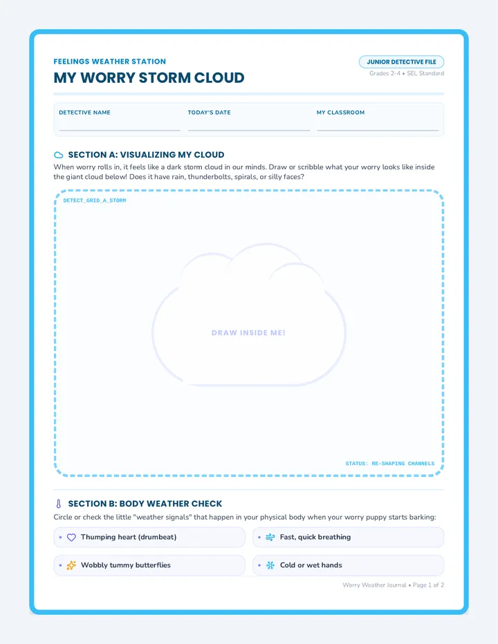 Worry Weather Portrait Worksheet