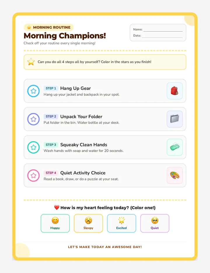 Morning Champions Checklist