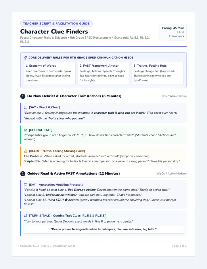 Character Clues Script