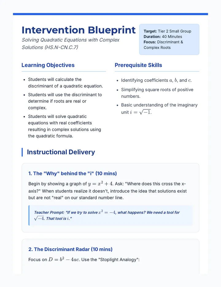 Intervention Blueprint Teacher Guide