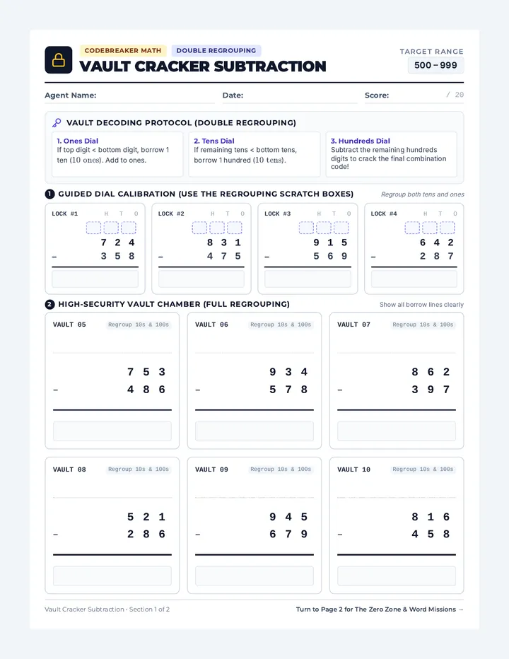Vault Cracker Practice Worksheet