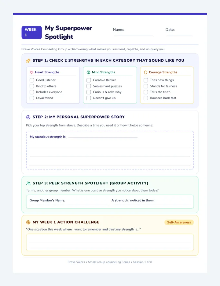 Strength Spotlights Worksheet
